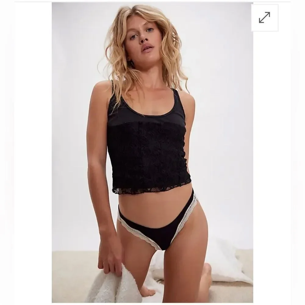 FREE PEOPLE  Cosette Corset Tank - Black